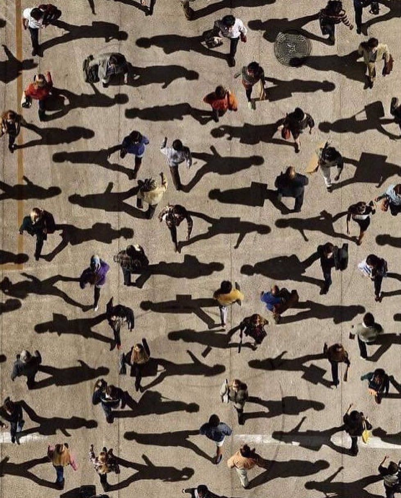 Huge crowd and its shadows